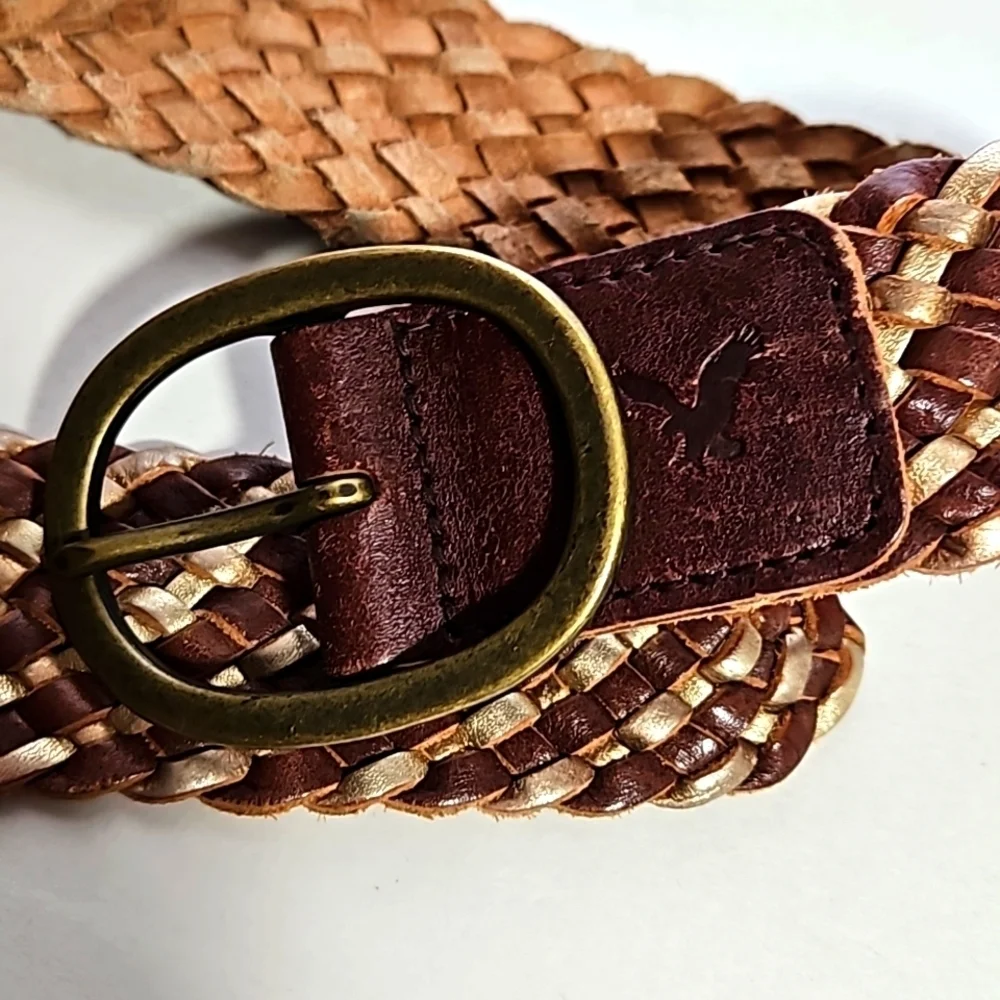 American Eagle Outfitters Women's Boho Braided Genuine Leather Belt Size S/M